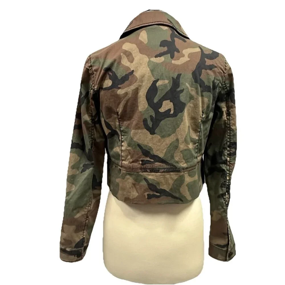 Marrakech Anthropologie Camo Cropped Utility Jacket Women’s Small Cotton Stretch - Picture 6 of 10